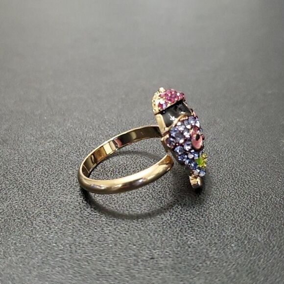 Gold tone colorful skull ring - Picture 6 of 9